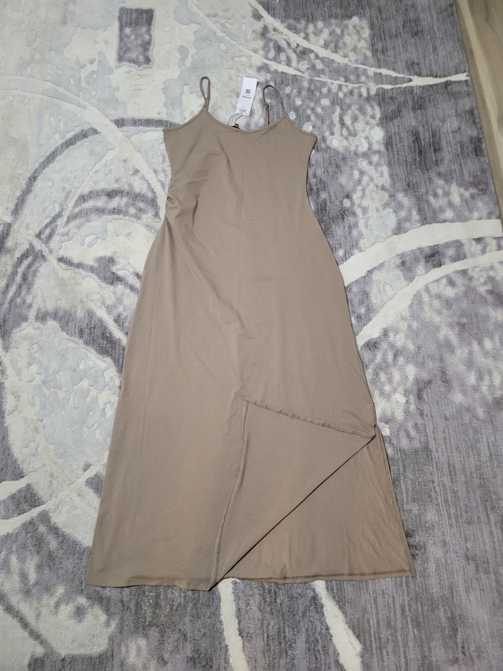 Brand New Sleek Spaghetti-Strap Maxi Dress in Taupe Size XL
